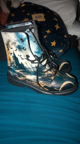 Customer photo review of Vlad’s Castle Boots - Vegan Leather Doc-Style Boots with Durable Stitched on Soles