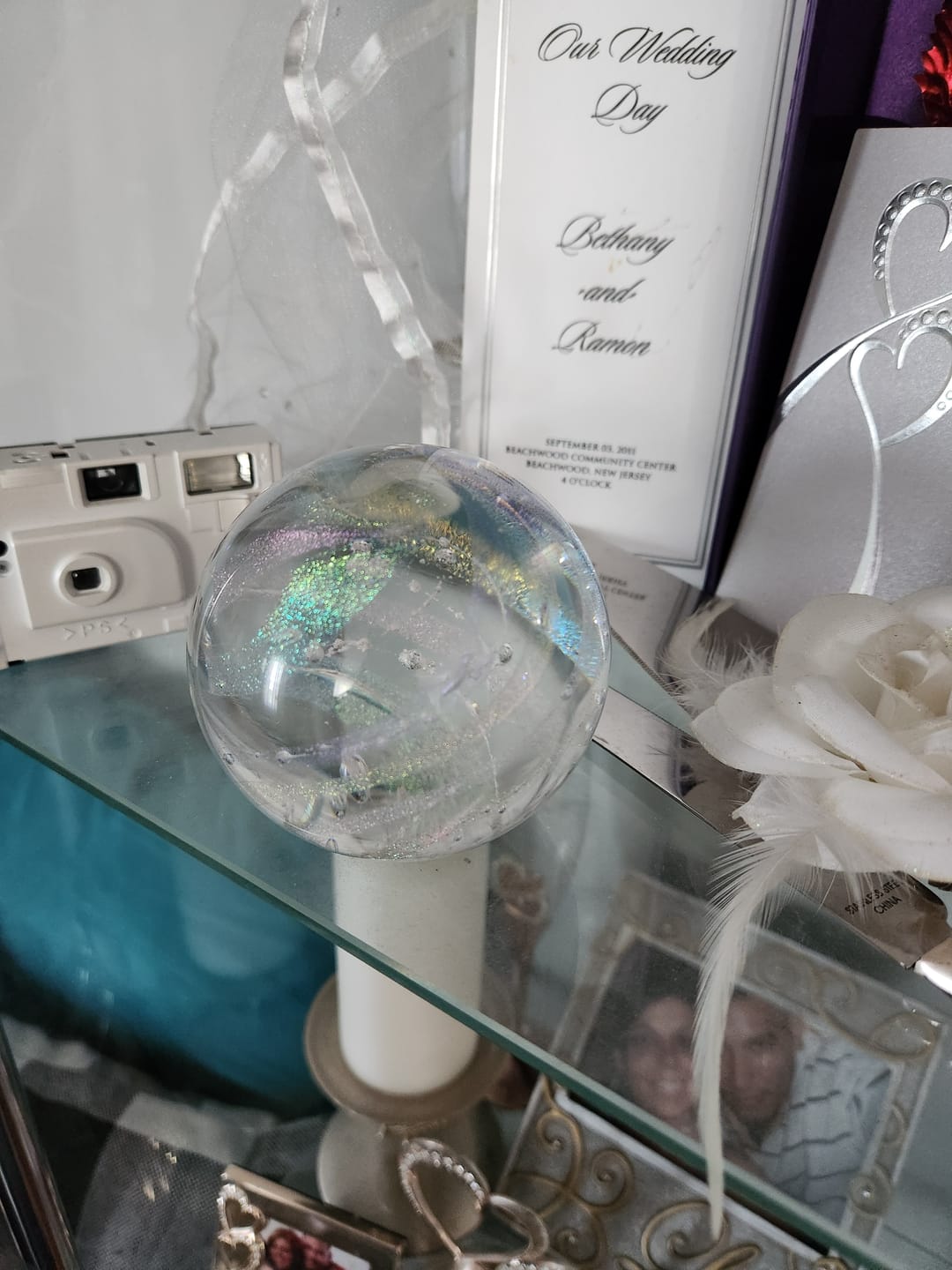 Customer photo review of Dichroic Rainbow Orb with Cremains