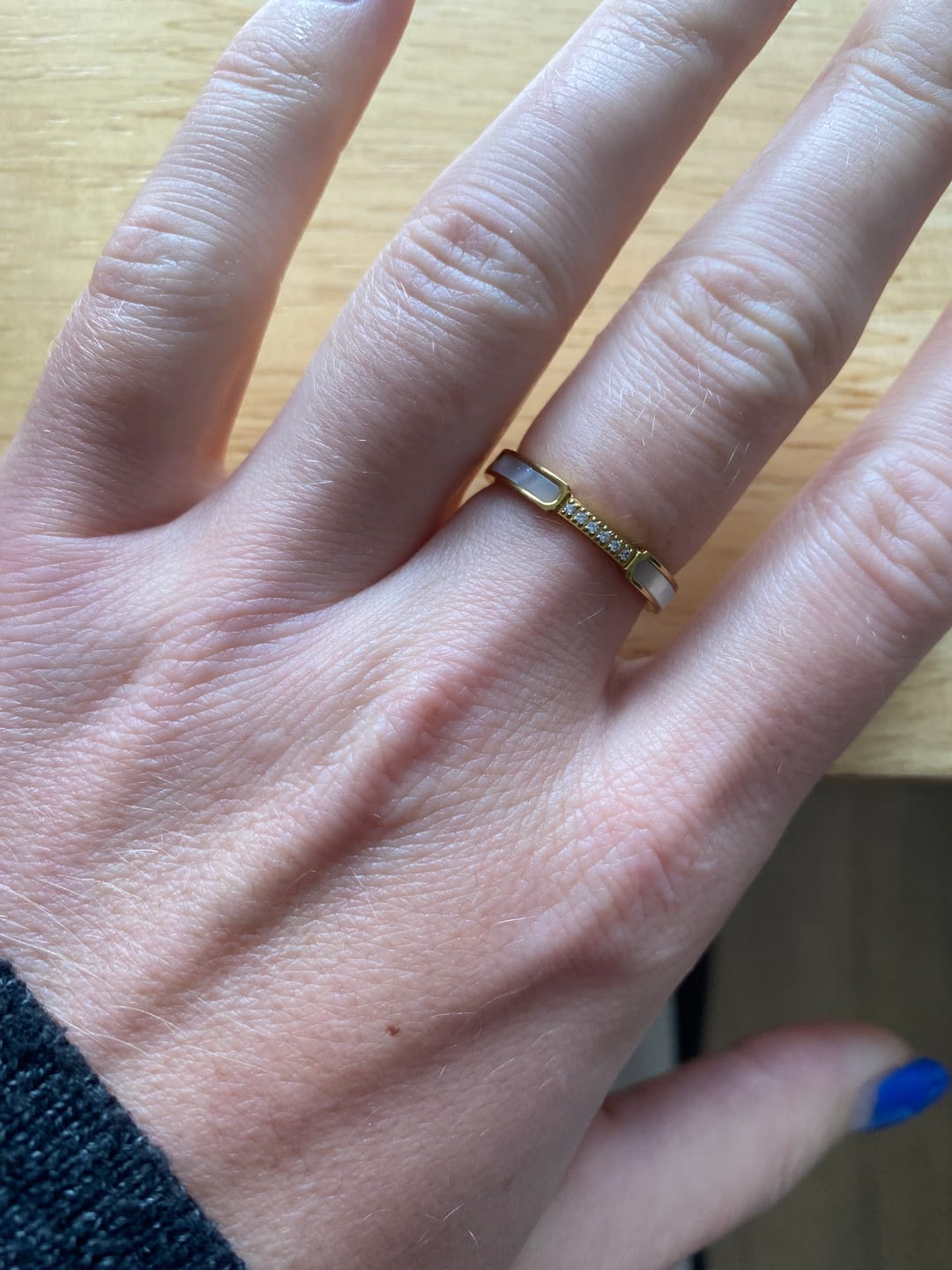 Customer photo review of Mother Of Pearl & Crystal Ring