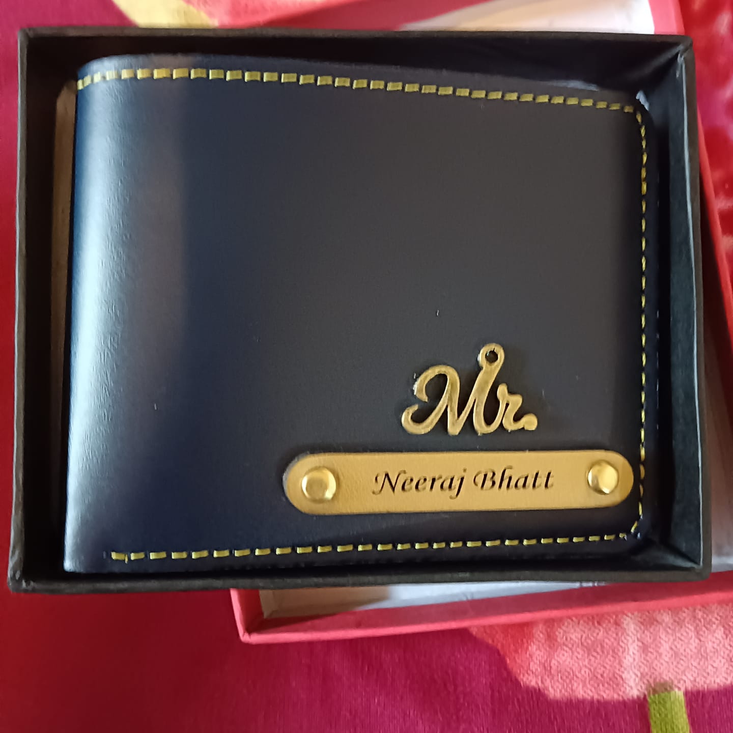Customer photo review of Personalized Men's Wallet With Name & Charm