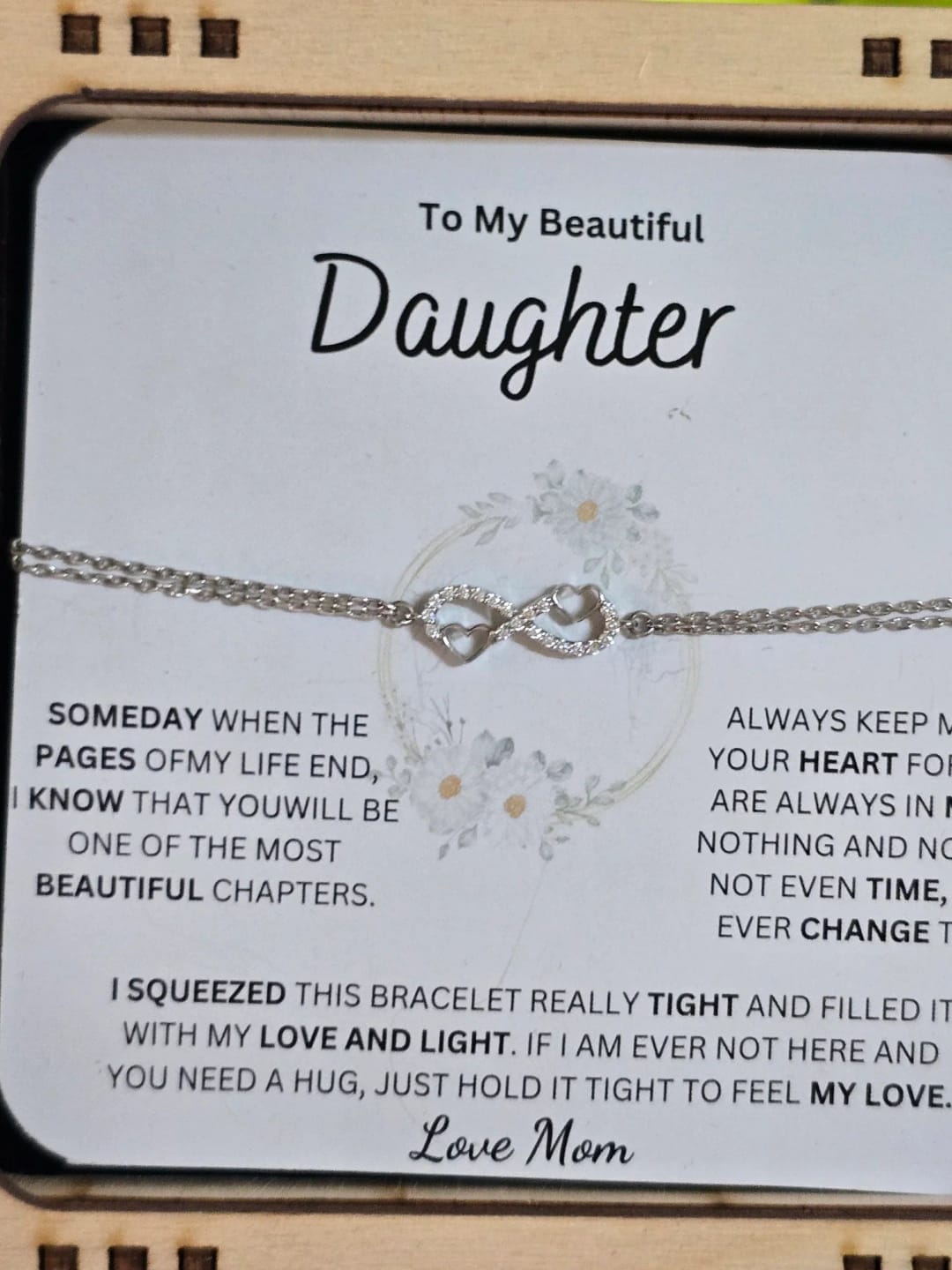 Customer photo review of My Beautiful Daughter " Always Keep Me in Your Heart " Love Mom