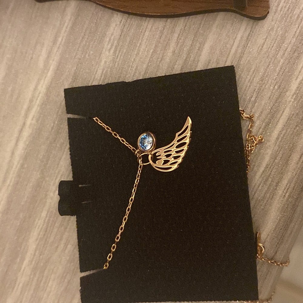 Customer photo review of Angel Wing Birthstone Necklace