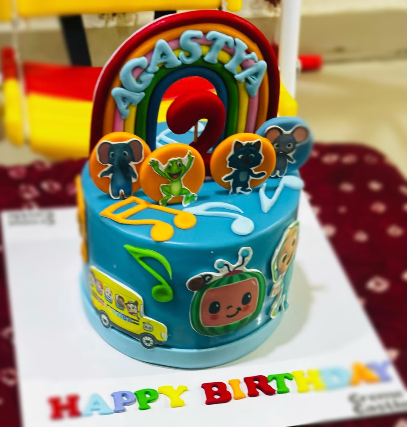 Customer photo review of Cocomelon Animals Cake