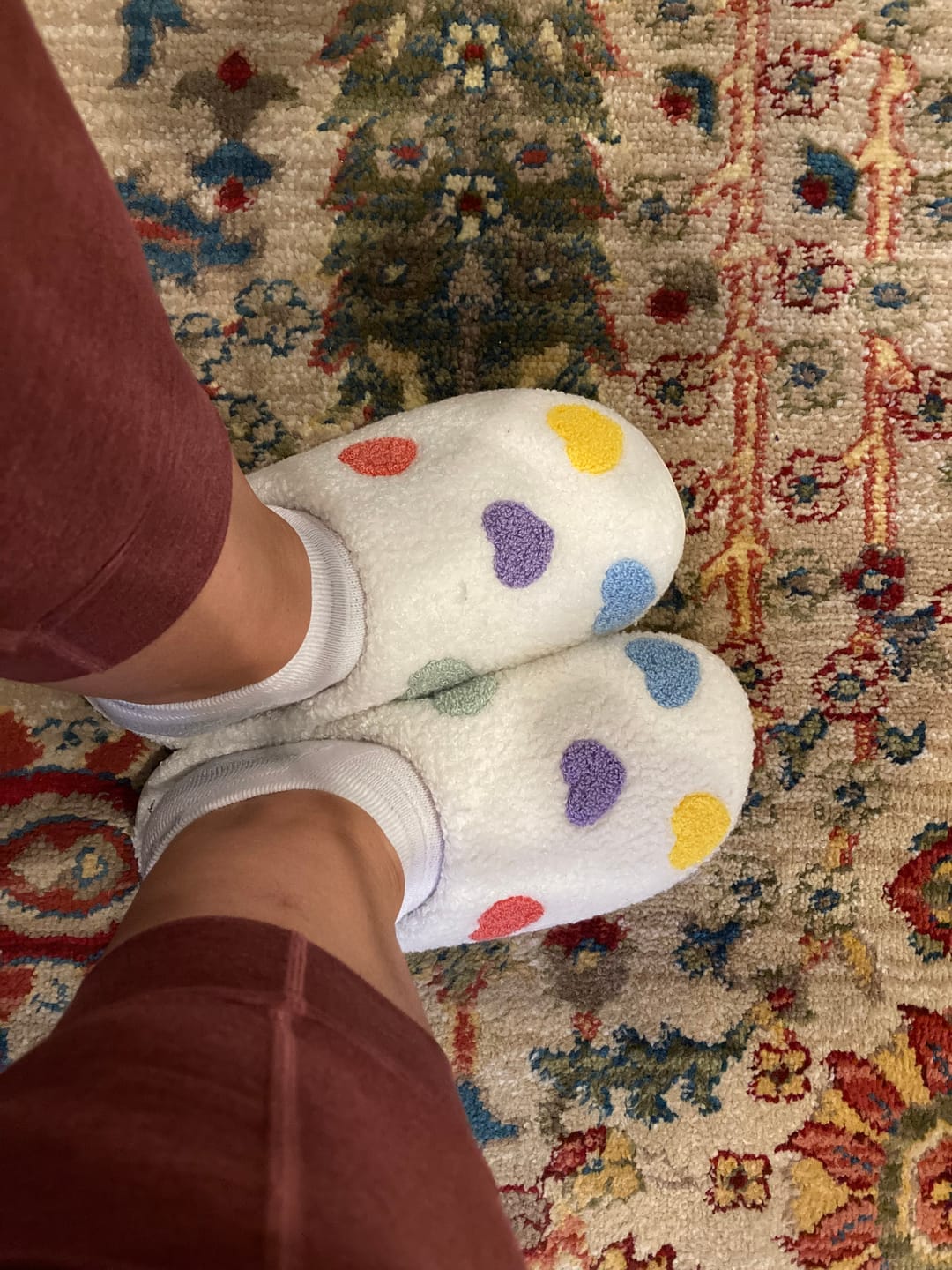 Customer photo review of Zia Colorful Heart Slippers