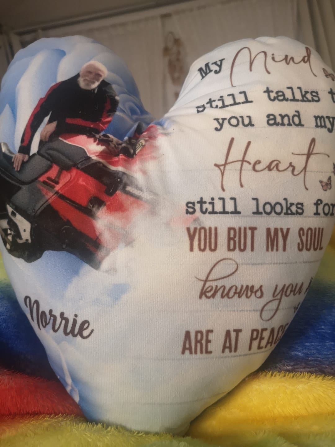 Customer photo review of Memorial Gift - When You Miss Me Have No Fear Hug This Pillow - Personalized Photo Pillow