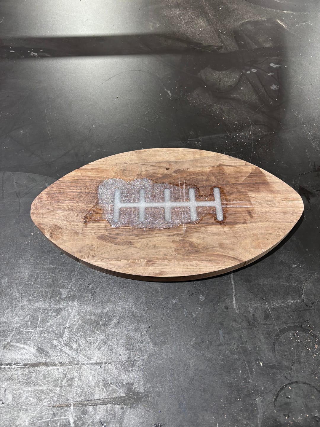 Customer photo review of 16.25x9" Football With Lace Inlay Acrylic Router Template