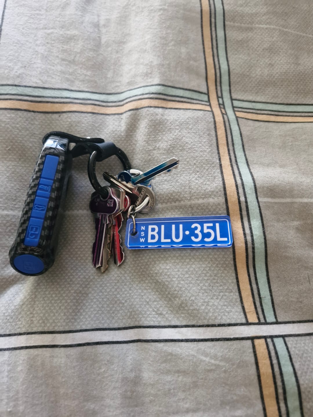 Customer photo review of NSW Colours Range Licence Plate Custom Keychain