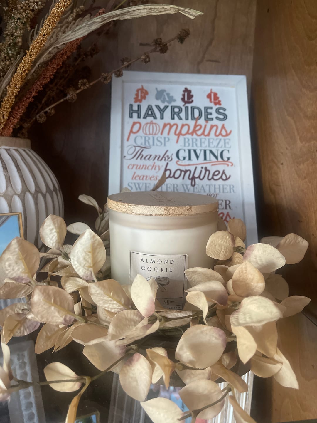 Customer photo review of Beige Eucalyptus Candle Ring | Small