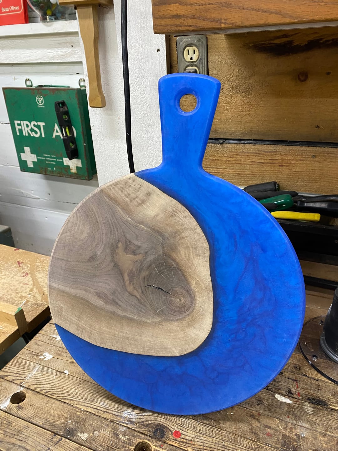 Customer photo review of 15.7x12x1" Small Round Charcuterie Board With Handle Silicone Mold - Serving Board Mold