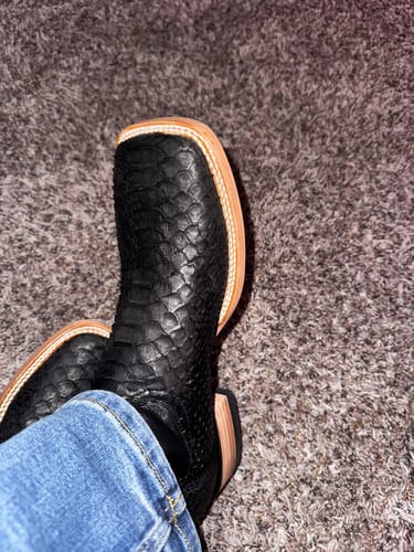 Customer photo review of Matte Black Python Boots