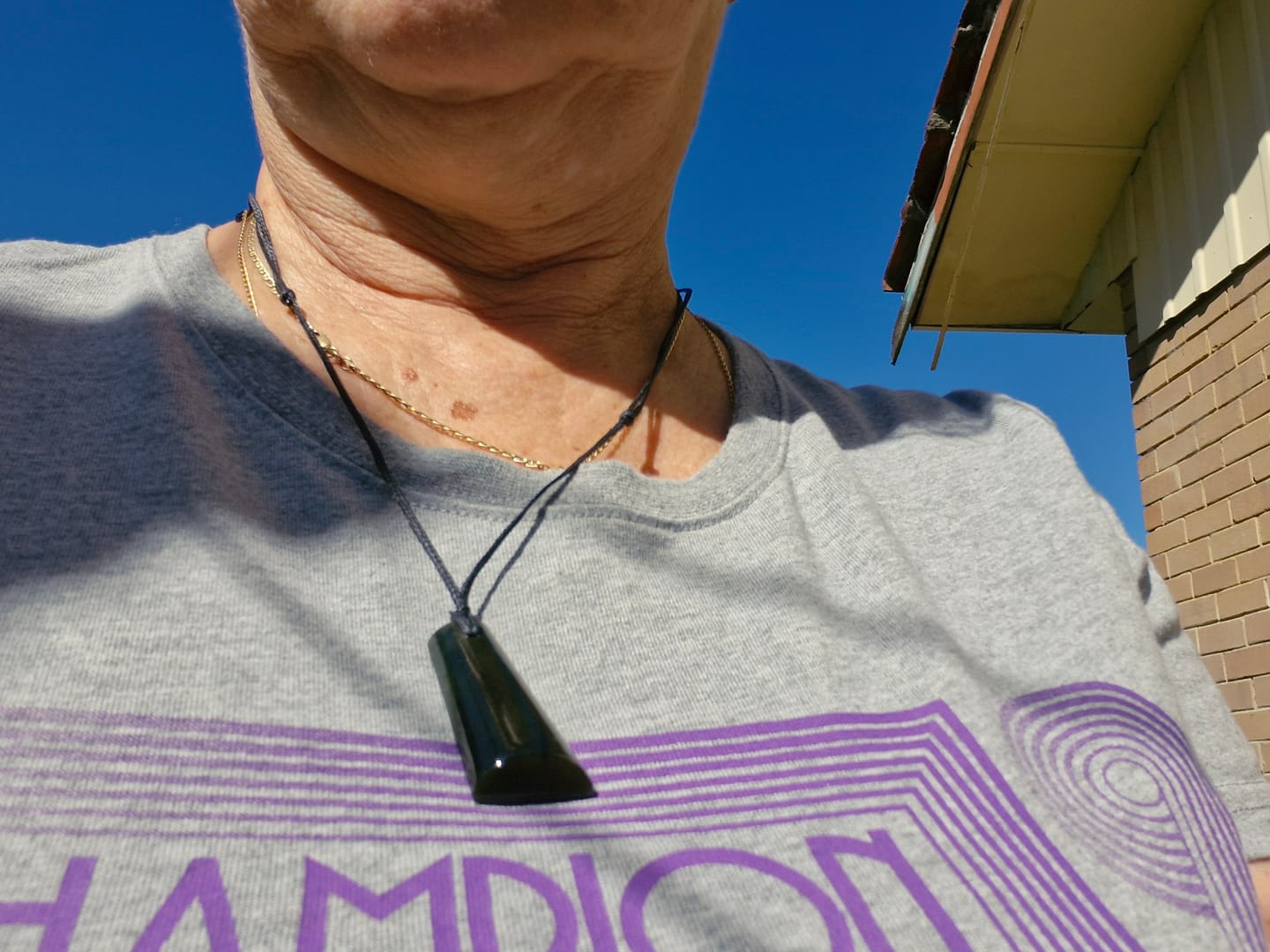 Customer photo review of NZ Greenstone Toki Pounamu Necklace