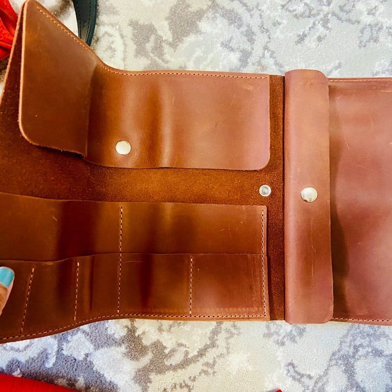 Customer photo review of Leather Paint Brush Roll