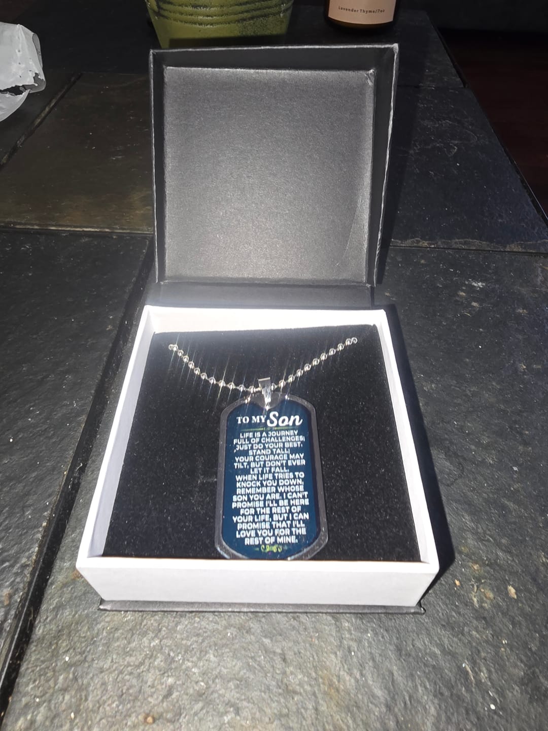 Customer photo review of To My Son - Love Tag - SS441-DT