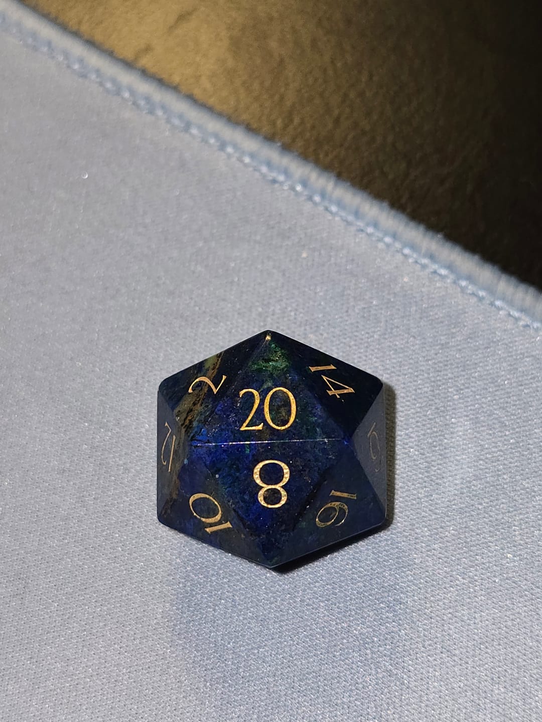 Customer photo review of URWizards D&D Phoenix Lapis Lazuli Engraved Dice Set(Limited edition)