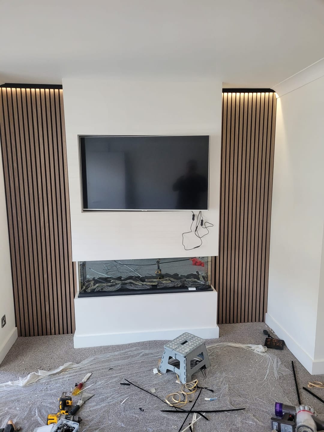 Customer photo review of Wooden Wall Panel | Walnut | Premium 3-sided Wood Veneer