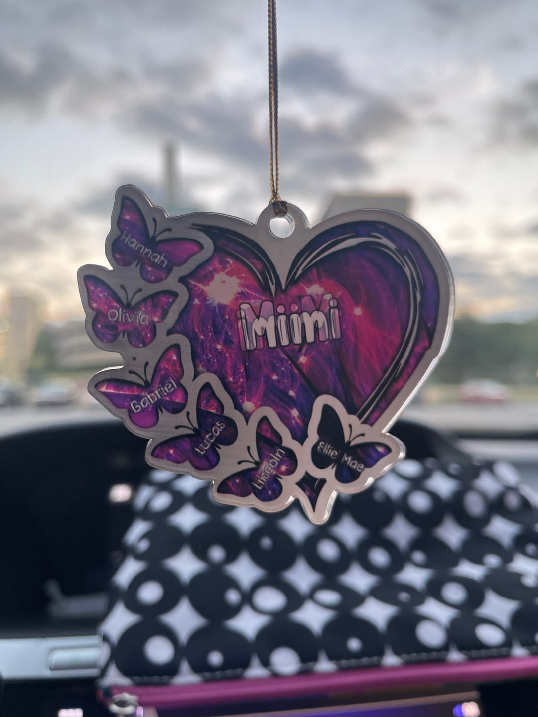 Customer photo review of Sparkling Grandma- Mom Heart Butterfly Kids, Multi Colors Personalized Ornament