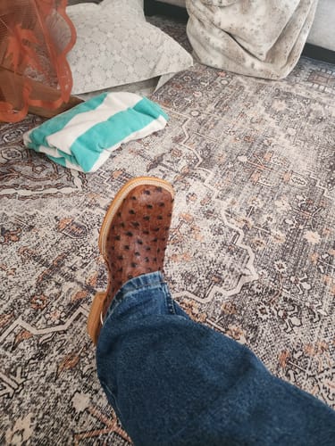 Customer photo review of Men’s Cognac Ostrich Leather Boots With Brown Shaft