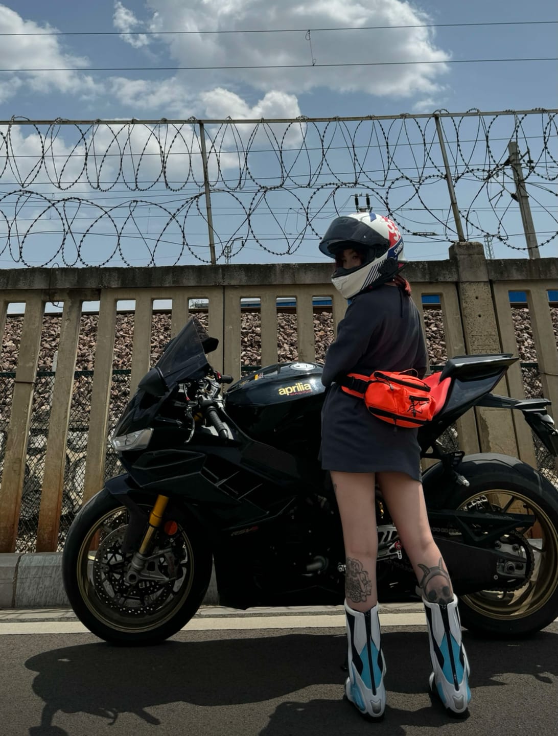 Customer photo review of Allgoal Sky Blue Motorcycle Riding Boots