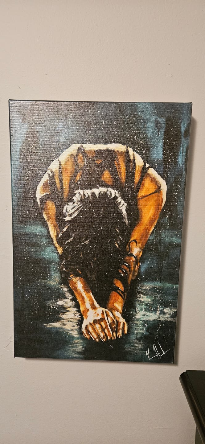 Customer photo review of The Art of Surrender - Teal Background