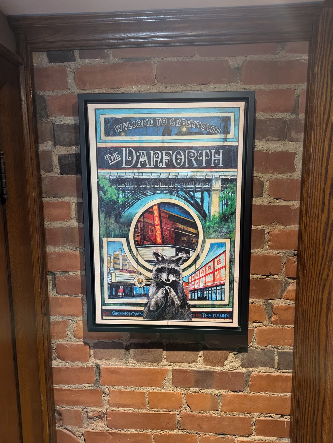 Customer photo review of Danforth Greektown Toronto Poster Print with Racoon