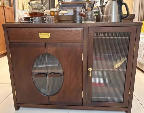 Customer photo review of Multi-functional Walnut Wood Movable Tea Table