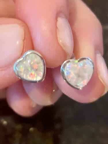 Customer photo review of Heart Stud Earrings with Cremation Ash