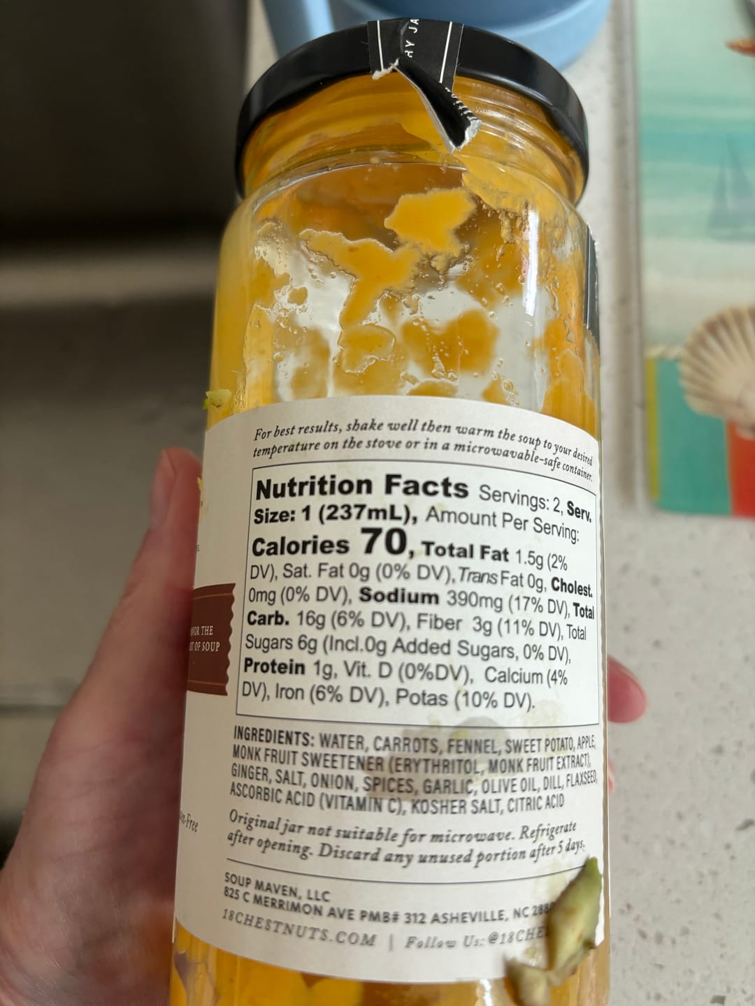 Customer photo review of Carrot Ginger Dill Soup