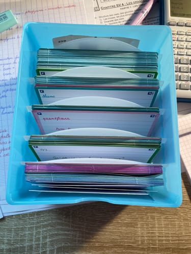 Avis photo d'un client sur OXFORD FLASHBOX # Capacité : 500 flashcards Flash 2.0 (7,5x12,5 cm) - Polypropylène - Bleu pastel