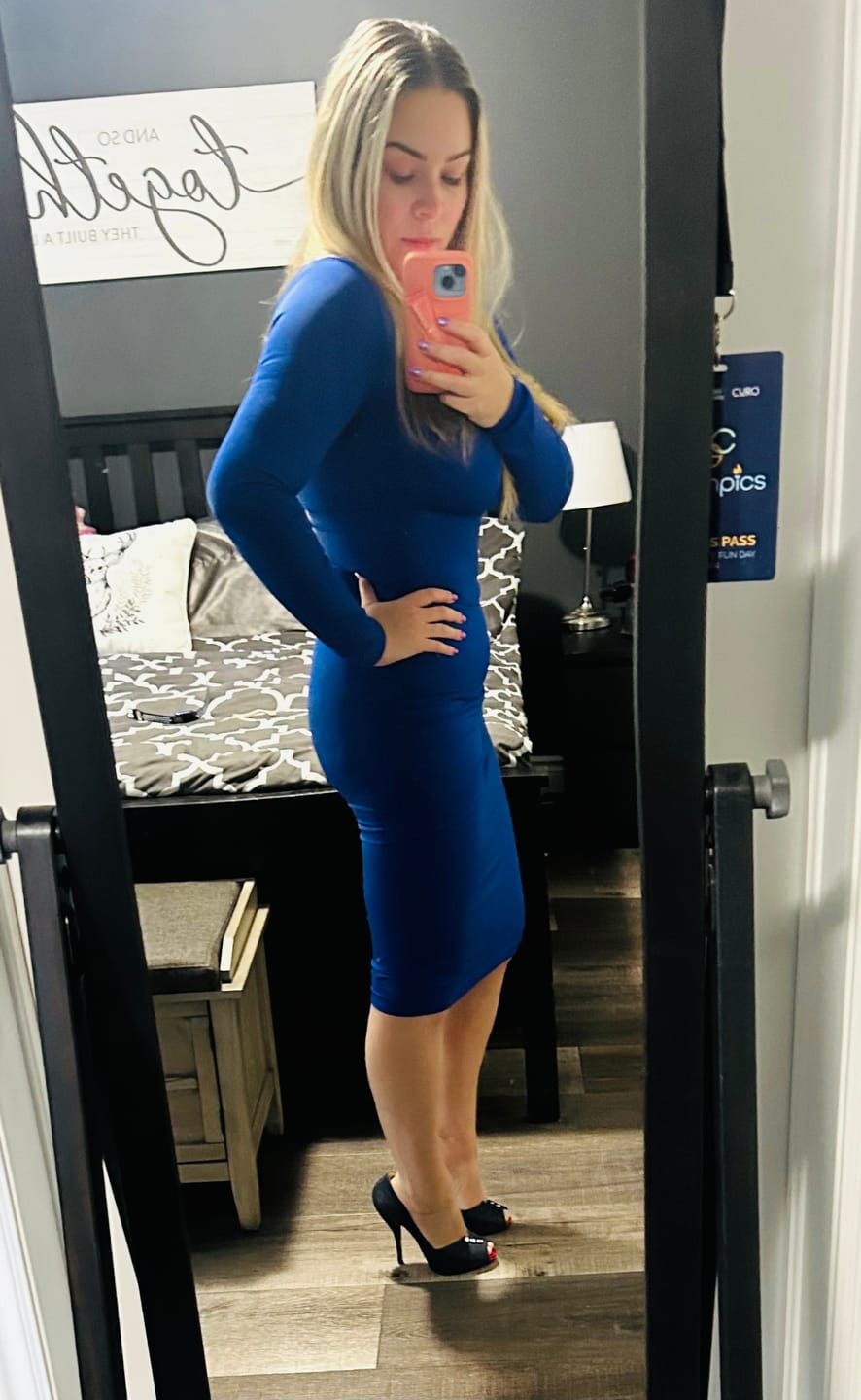 Customer photo review of Magic Sculpt Built-In Shapewear Dress, Long Sleeve Blue