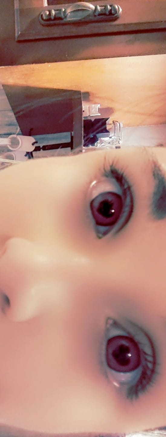 Customer photo review of Halloween Starry Sky Anime Yandere Pink Colored Contact Lenses
