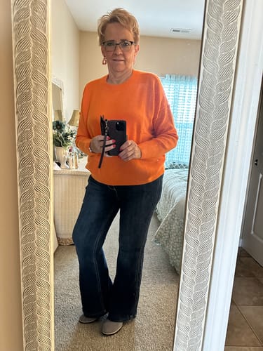 Customer photo review of By My Side - Judy Blue Angled Side Seam Flare Jeans