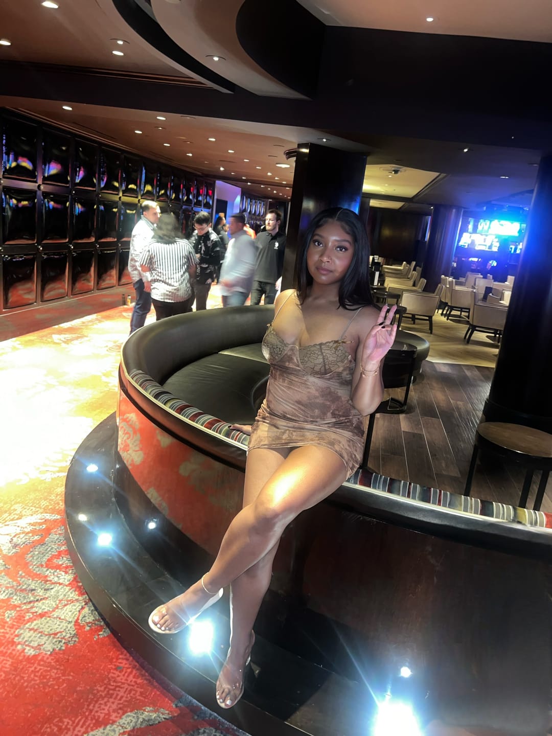 Customer photo review of Mula Print Mesh Underwire Bustier Mini Dress