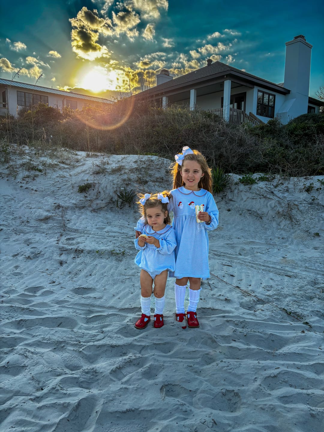 Customer photo review of Happy Santa Light Blue Stripe Riley Dress