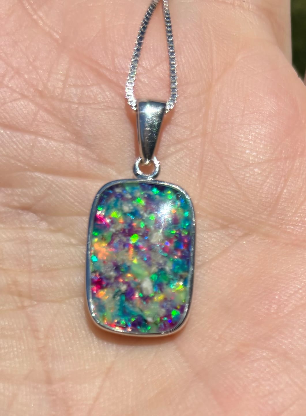 Customer photo review of Rectangle Pendant with Ash - Engravable