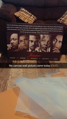 Customer photo review of Thinkers of Wall Art Canvas Print - Inspirational Wall Art Featuring Icons of Peace, Power, and Respect | Framed & Ready to Hang