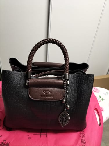 Customer photo review of Sac a Main Cuir Croco - Ambre