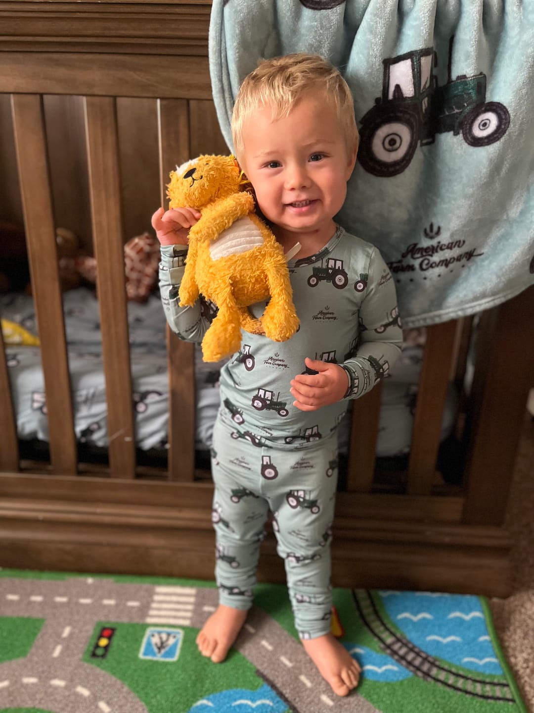 Customer photo review of Green Tractor Toddler/Youth Bamboo Pajamas