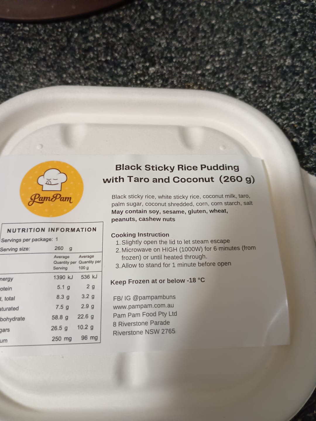 Customer photo review of Black Sticky Rice Pudding  with Taro and Coconut