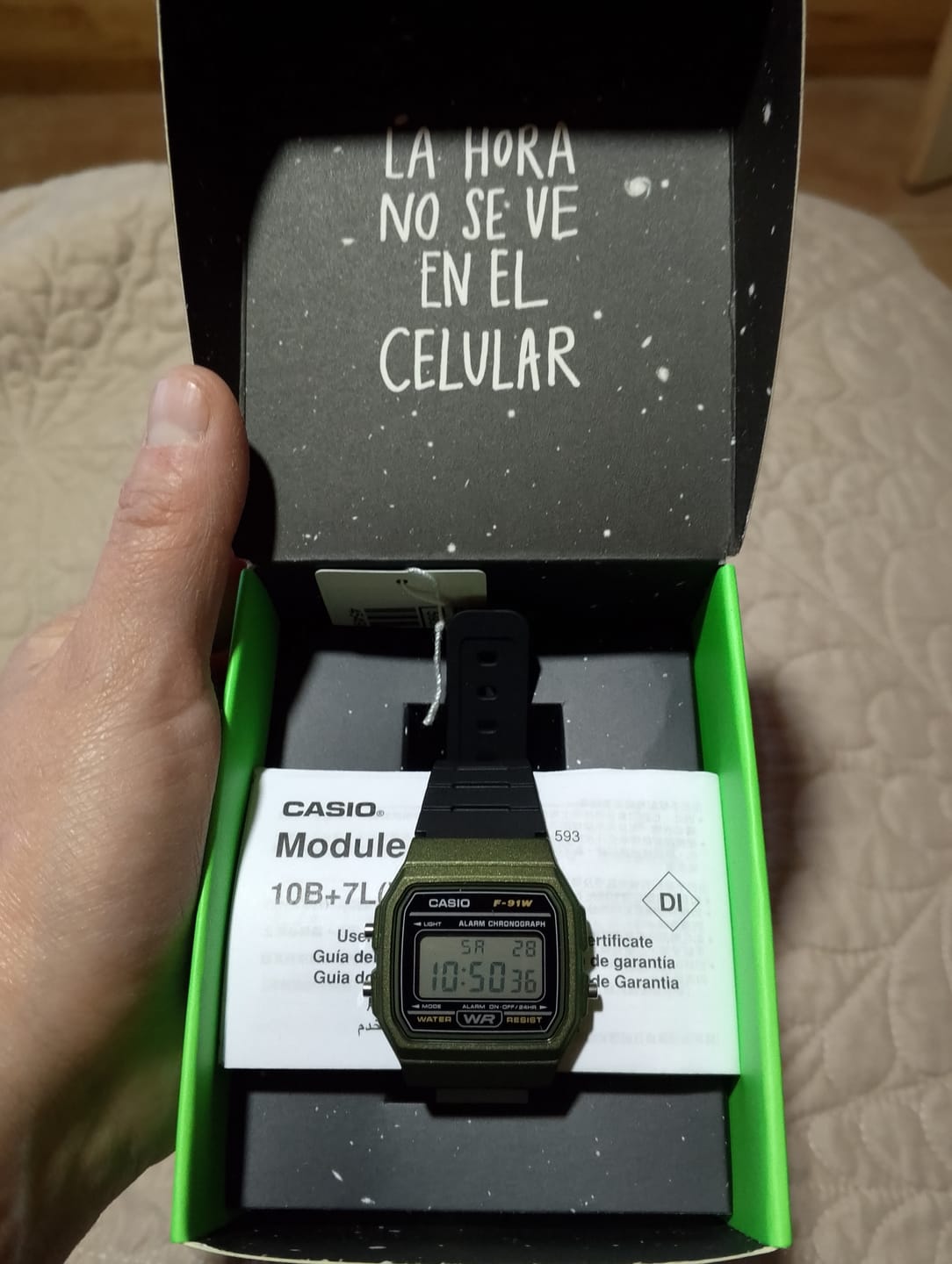 Customer photo review of Reloj Casio Vintage F-91WM-3ADF Verde/Negro