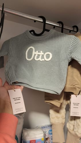Customer photo review of Hand Knitted Personalized Sweater