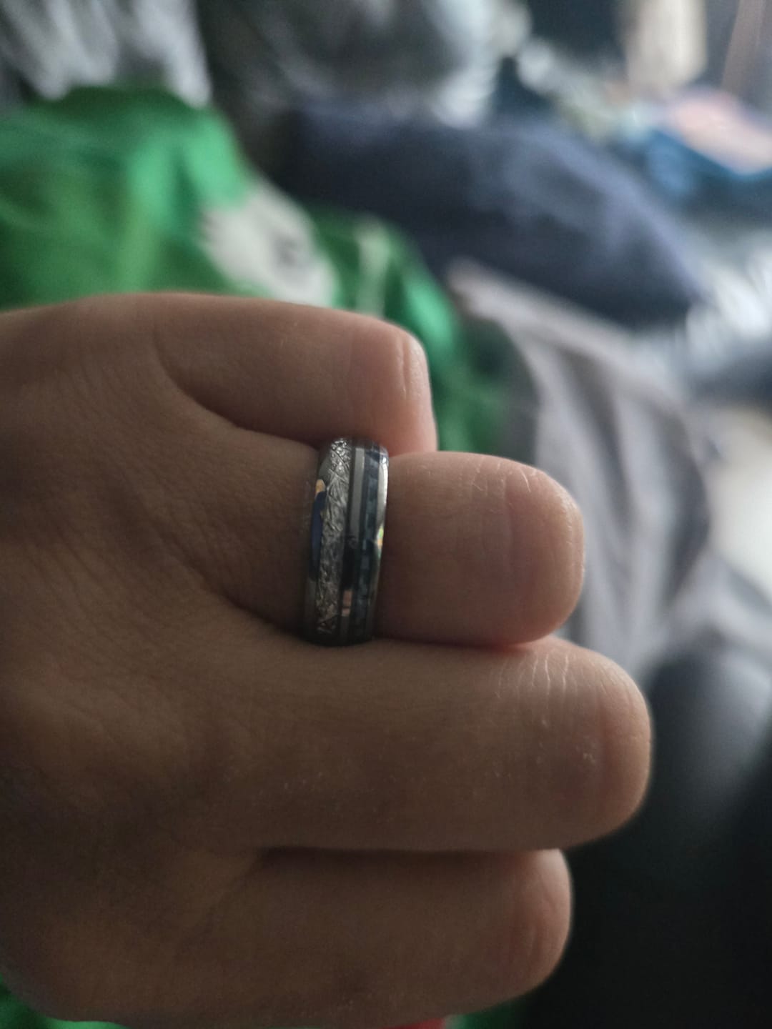 Customer photo review of The Steely Blue Wonder Ring Set