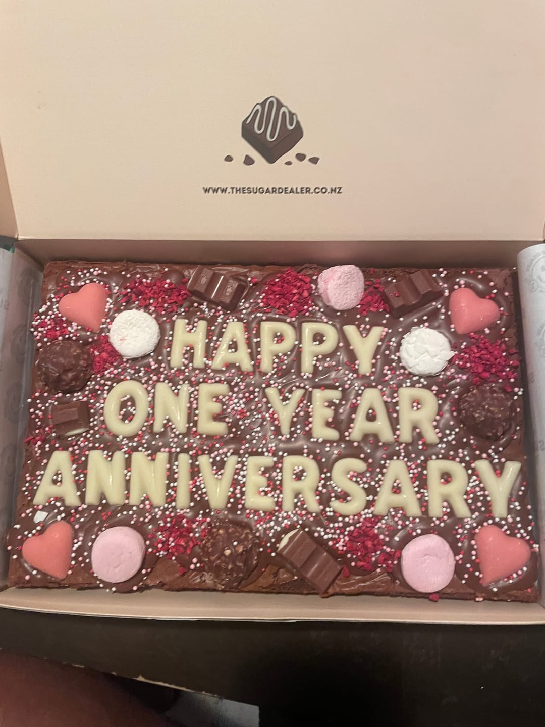 Customer photo review of Mega custom message heart brownie