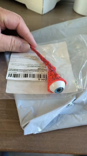 Customer photo review of Realistic Human Ripped Out Eyeball on a Hook Ornament Halloween