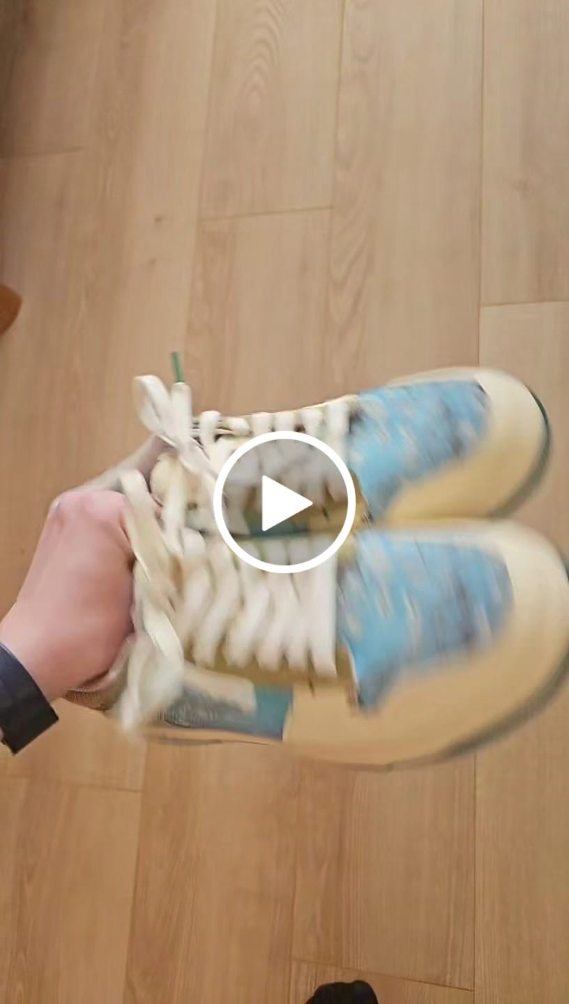 Customer video review of Van Gogh Almond Blossoms inspired sneakers