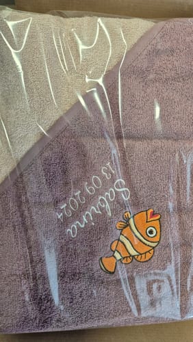 Customer photo review of Wolimbo Mädchen Kapuzenhandtuch mit Namen und Motiv