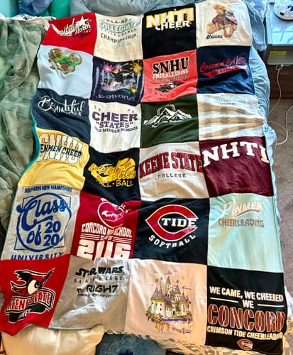 T-shirt quilt from southern new hampshire university, keene state college by Amy from NH