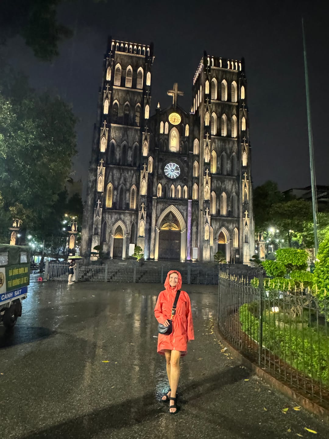 Customer photo review of Coral Cherry Raincoat