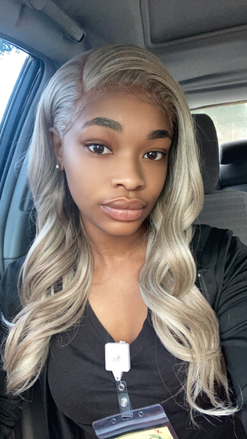 Customer photo review of Outre Melted Hairline Swirlista Glueless Synthetic 5" Deep C-Shape HD Lace Front Wig - SWIRL 104
