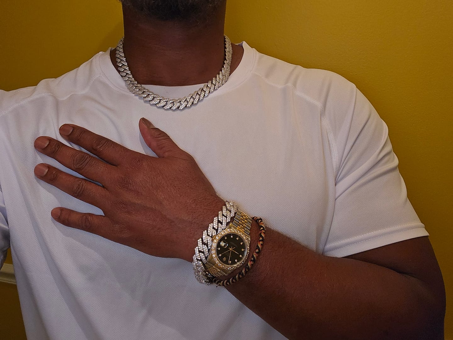 Customer photo review of 14mm Monaco Chain + Bracelet - White Gold