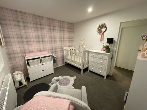 Customer photo review of Kirkham - Pink Tartan Wallpaper